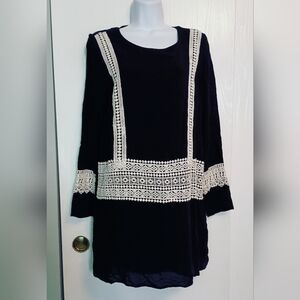 Black with lace dress, sz S, Forever 21, long sleeve